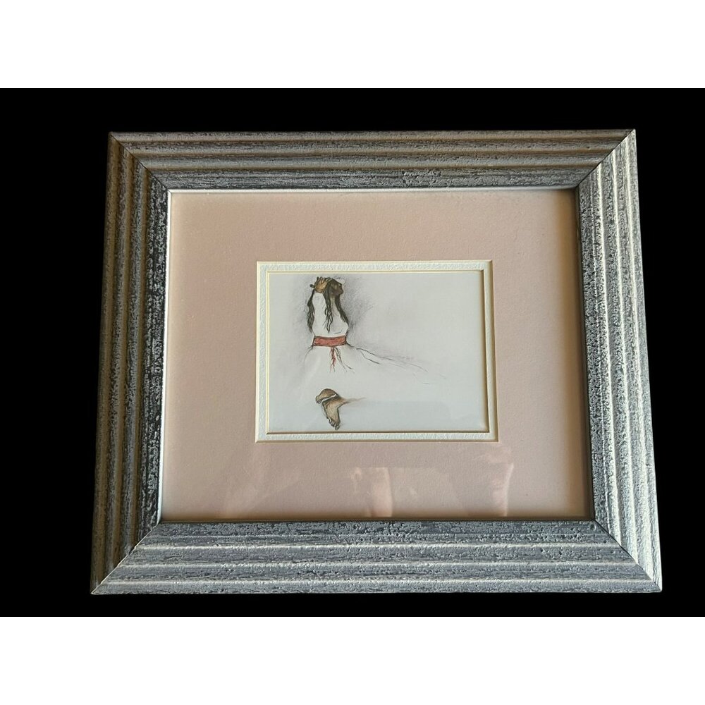 RC Gorman “Woman with Red Belt” Signed Reproduction in Dbl Matted Lane Wood Fram
